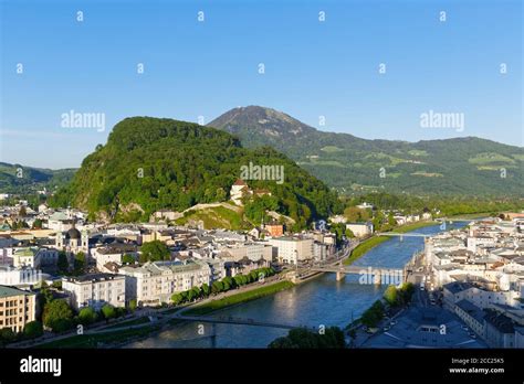 Austria Salzburg View Of Kapuzinerberg Hill And Gaisberg Mountain At