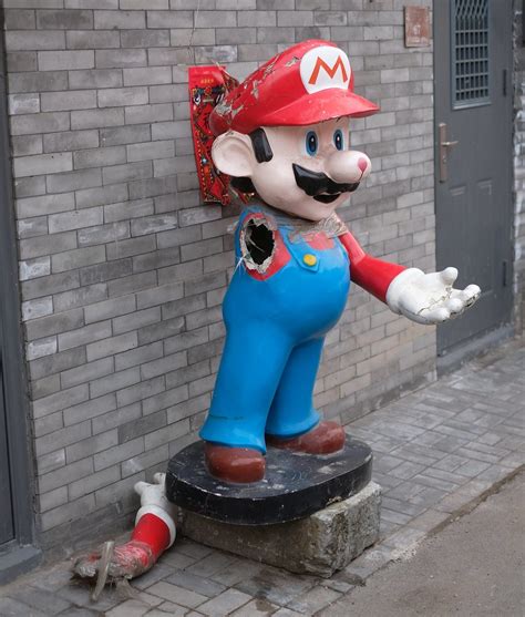 Supper Mario Broth - Abandoned unauthorized Mario statue found in...