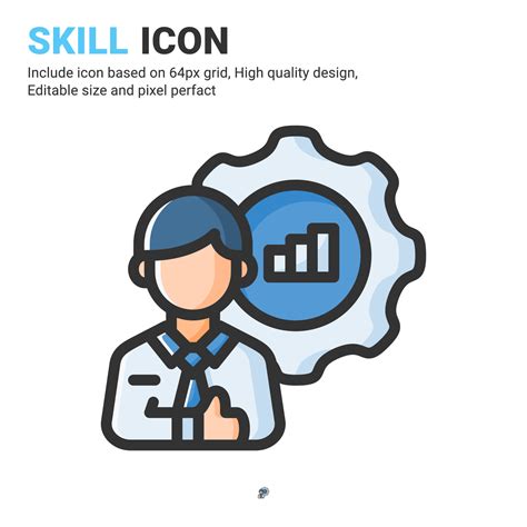 Skill Icon Vector With Outline Color Style Isolated On White Background