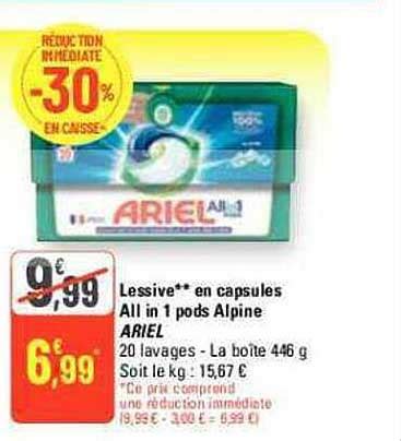 Promo Lessive En Capsules All In 1 Pods Alpine Ariel Chez G20