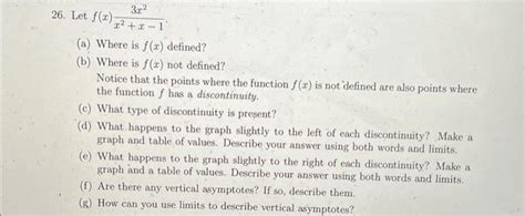 Solved 26 Let F X X2 X−13x2 A Where Is F X Defined B