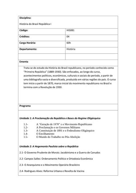 Pdf Disciplina Pdf Filedisciplina Hist Ria Do Brasil Rep Blica I