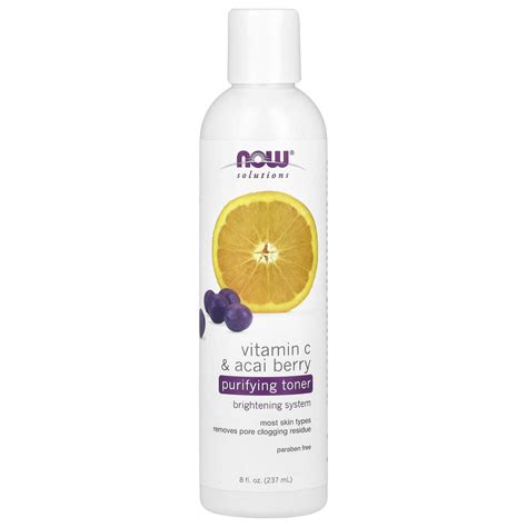 Now Foods Solutions Purifying Toner Vitamin C And Acai Berry 8 Fl Oz