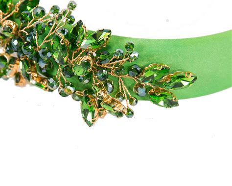 Green Crystals Fascinator Headband By Cupids Millinery Online In