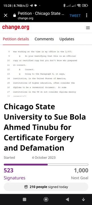 Hundreds Sign Petition For Chicago State University To Sue Tinubu For