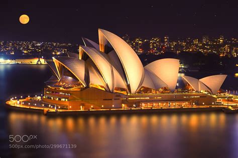 Night View Of Sydney Opera House By