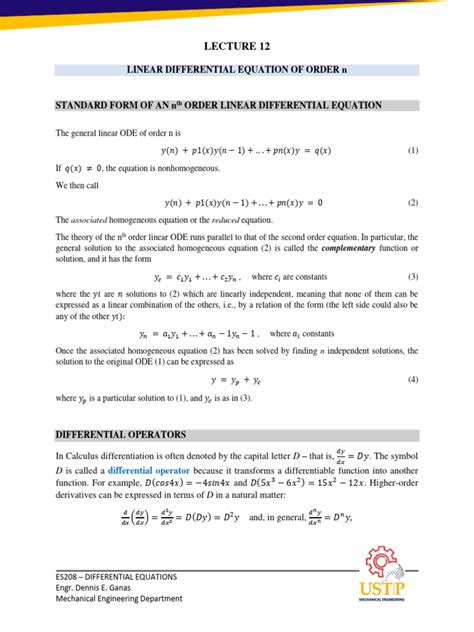 Im De Chapter 4 Lect 12 Higher Linear Differential Equations 1 Pdf