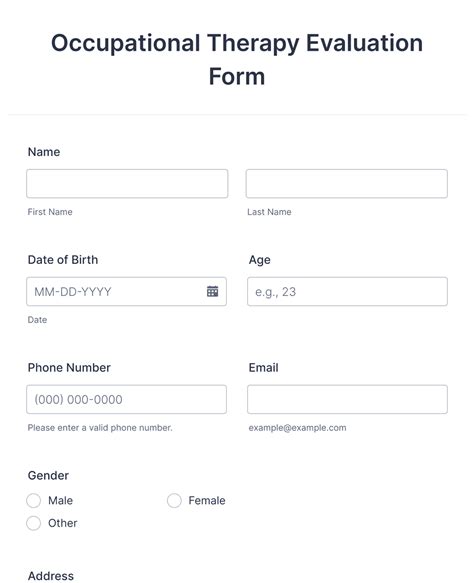 Occupational Therapy Evaluation Form Template Jotform