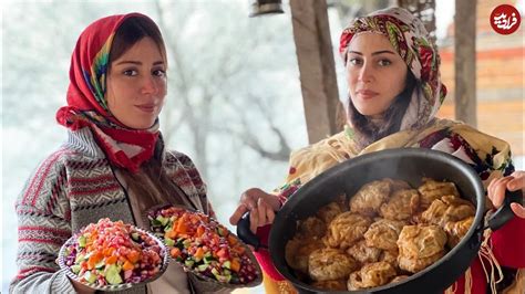 ویدئو زندگی روستایی در ایران؛ نحوه پخت دیدنی دلمه خوشمزه با کلم سفید در یک کلبه جنگلی