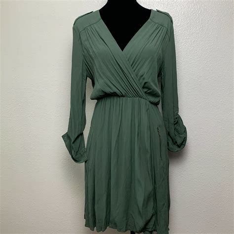 Anthropologie Maeve Lene Faux Wrap Dress Olive Green Women S Size Xs Ebay