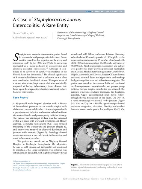 Pdf A Case Of Staphylococcus Aureus Enterocolitis A Rare Entity