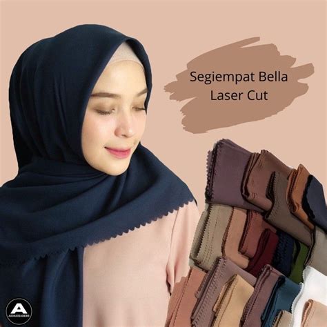 Jual Hijab Segi 4 Bella Laser Hijab Instan Polycottoon Lasercut Khimar