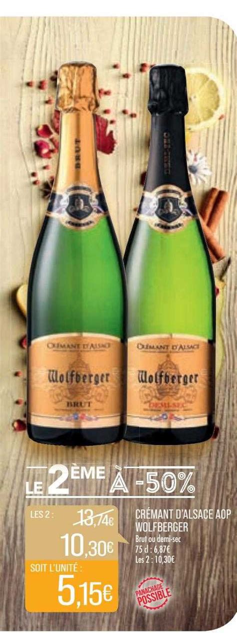 Promo Crémant D alsace Aop Wolfberger Brut Ou Demi sec chez Match