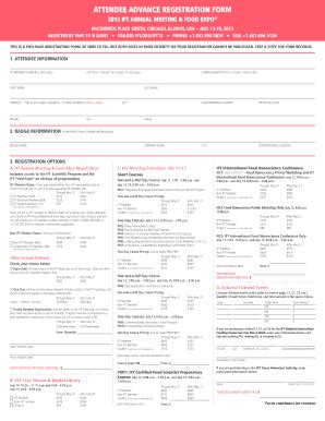 Fillable Online Am Fe Ift Attendee Registration And Housing Forms IFT