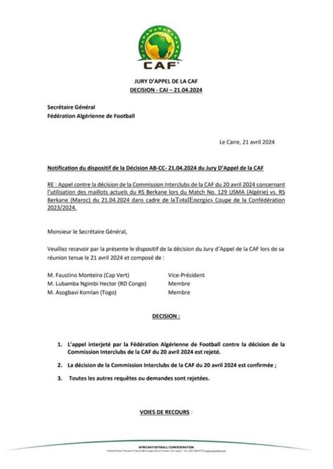 La Caf Rejette L Appel De La Faf Et Autorise La Rs Berkane Jouer Avec