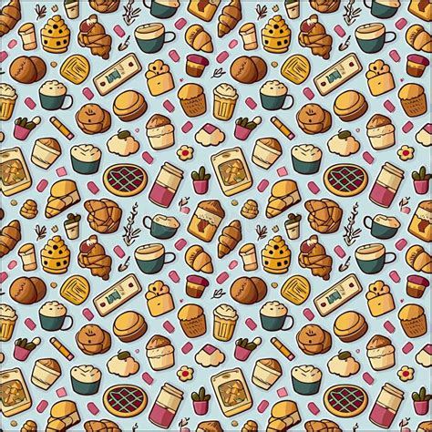 Pastry Sweet Bakery Seamless Pattern With Baked Goods Confectionery