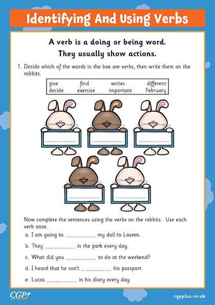 Identifying Nouns And Verbs In Sentences Years Cgp Plus