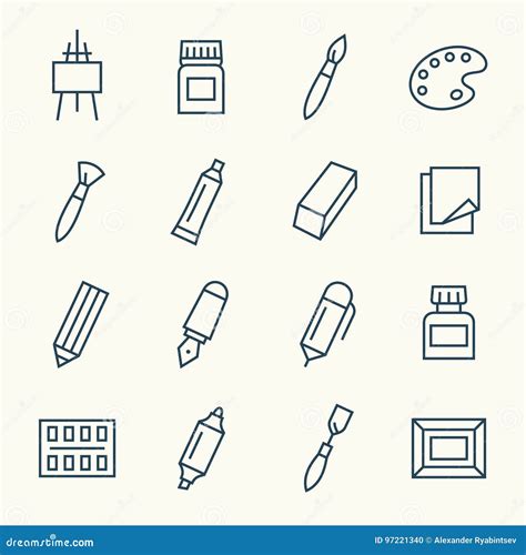 Art supplies icons stock vector. Illustration of painter - 97221340