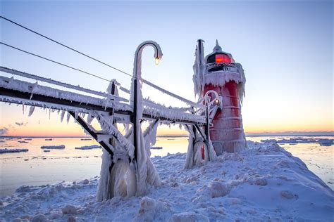 South Haven Lighthouse In Winter