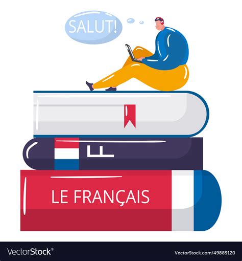 Young Student Online Learning French Language Vector Image