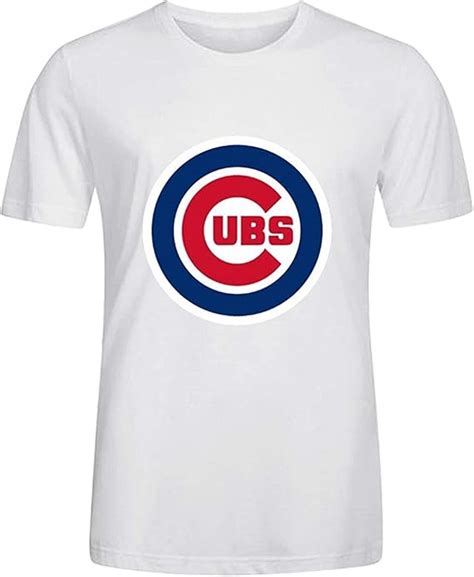 Mlb Chicago Cubs Team Logo Crew Neck T Shirts For Men 100 Cotton White