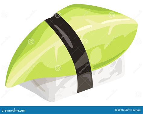 Cartoon Sushi Roll Is Shown On A White Background Top View Royalty