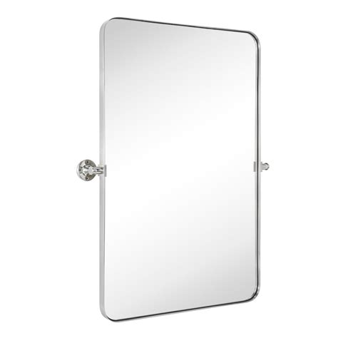 Bathroom Vanity Mirror 24x36 Stainless Steel Metal Framed Brushed Nickel Rectangular Pivoting