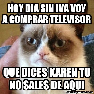 Meme Grumpy Cat Hoy Dia Sin Iva Voy A Comprar Televisor Que Dices