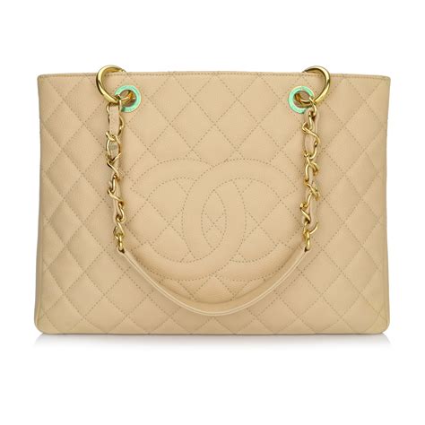 Chanel Grand Shopping Tote Gst Beige Clair Caviar Gold Hardware 2013