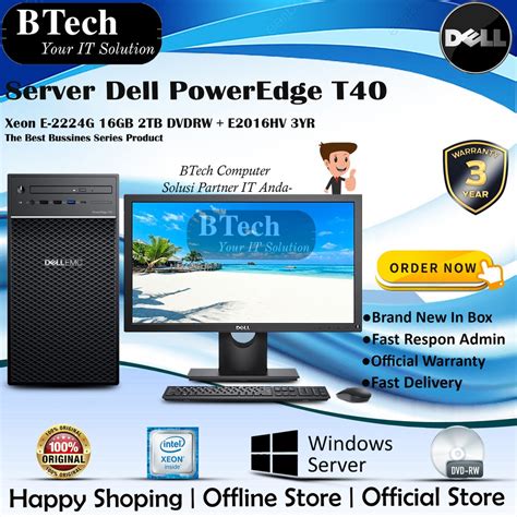 Jual Server Dell PowerEdge T40 Xeon E 2224G 16GB 2TB DVDRW E2016HV