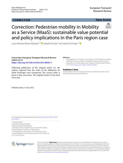 PDF Correction Pedestrian Mobility In Mobility As A Service MaaS