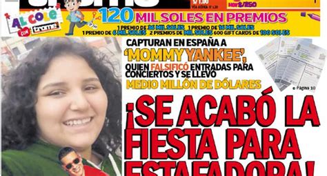 Portada Trome SE ACABÓ LA FIESTA PARA ESTAFADORA IMPRESA TROME