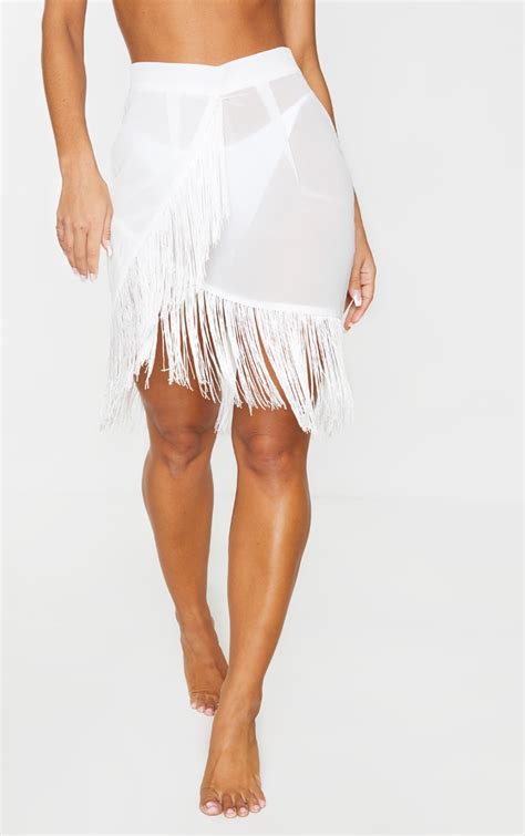 White Tassel Beach Skirt Swimwear Prettylittlething