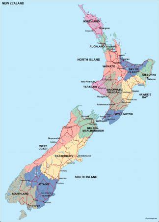 new zealand political map. Eps Illustrator Map | Vector World Maps