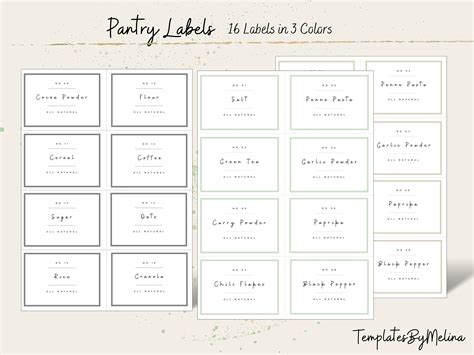 Pantry Labels Printable Kitchen Spice Labels Kitchen Pantry Etsy