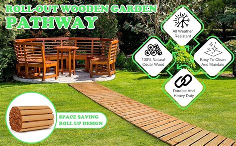 Amazon Reliancer Wooden Garden Pathway Outdoor Roll Out Cedar