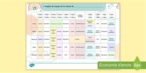 Emploi Du Temps De La Classe L Insegnante Ha Fatto