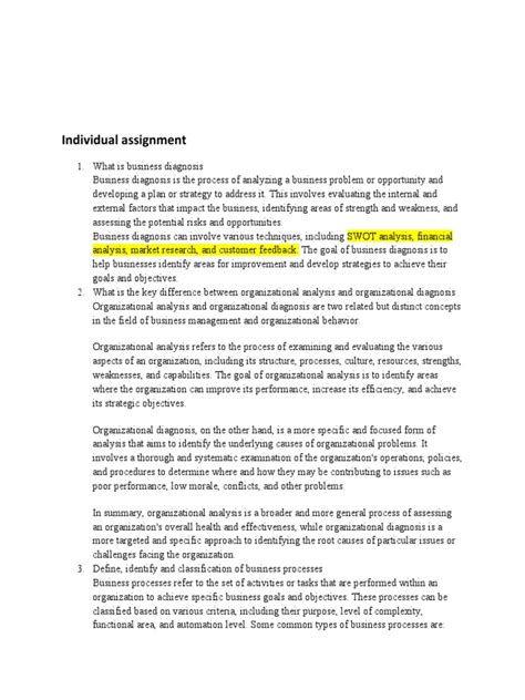 Business Diagnosis | PDF | Swot Analysis | Strategic Management