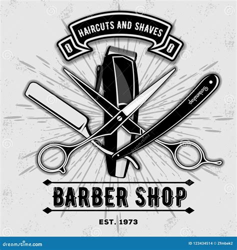 Etiqueta Crachá Ou Emblema Do Vintage Da Barbearia Tesouras