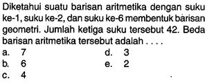 Diketahui Suatu Barisan Aritmetika Dengan Suku Ke Suku