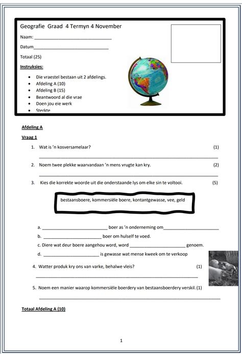 Sosiale Wetenskappe Graad Kwartaal Geografie Formele Assessering