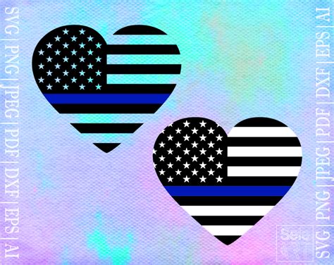 FREE Thin blue Line Heart SVG - Free Svg with SeleART