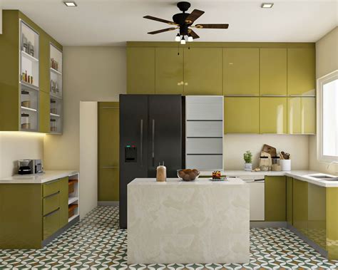 Maximum Storage Convenient Modern Theme Kitchen Design Livspace