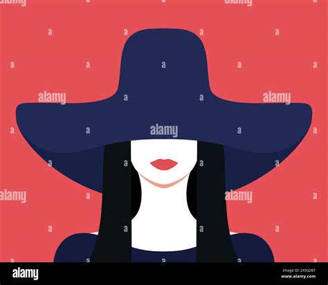 Abstract Portrait Of A Brunette Woman In A Hat Elegant Woman With Hat