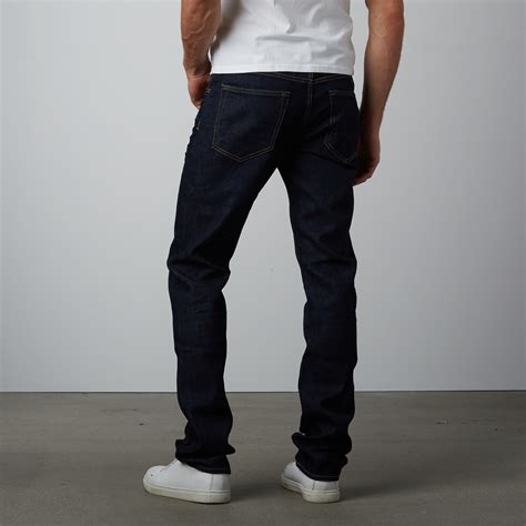 Straight Fit Creased Denim Aged Indigo 28wx32l Designer Goods Touch Of Modern