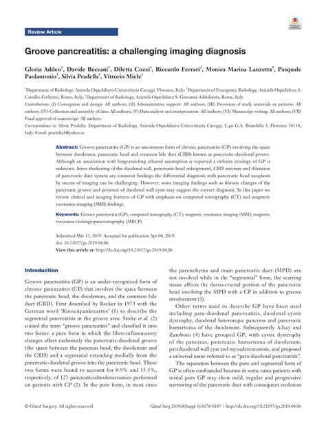 (PDF) Groove pancreatitis: A challenging imaging diagnosis