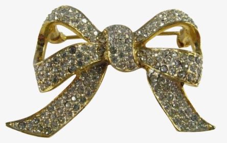 Vintage Boucher Gold Tone Clear Pave Rhinestone Ribbon Body Jewelry