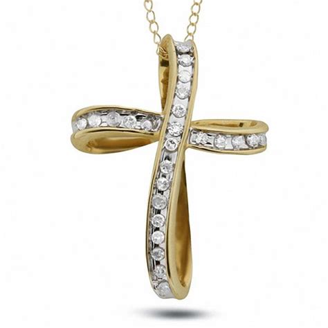 1 8 Ct T W Diamond Loop Cross Pendant In 10k Gold Gold Necklaces Necklaces Zales