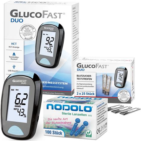 Glucofast Duo Blutzuckermessger T Kombiset Mit Mit Teststreifen Und