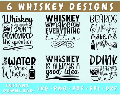 Whiskey Quotes Svg Bundle 6 Designs Whiskey Sayings Svg Etsy